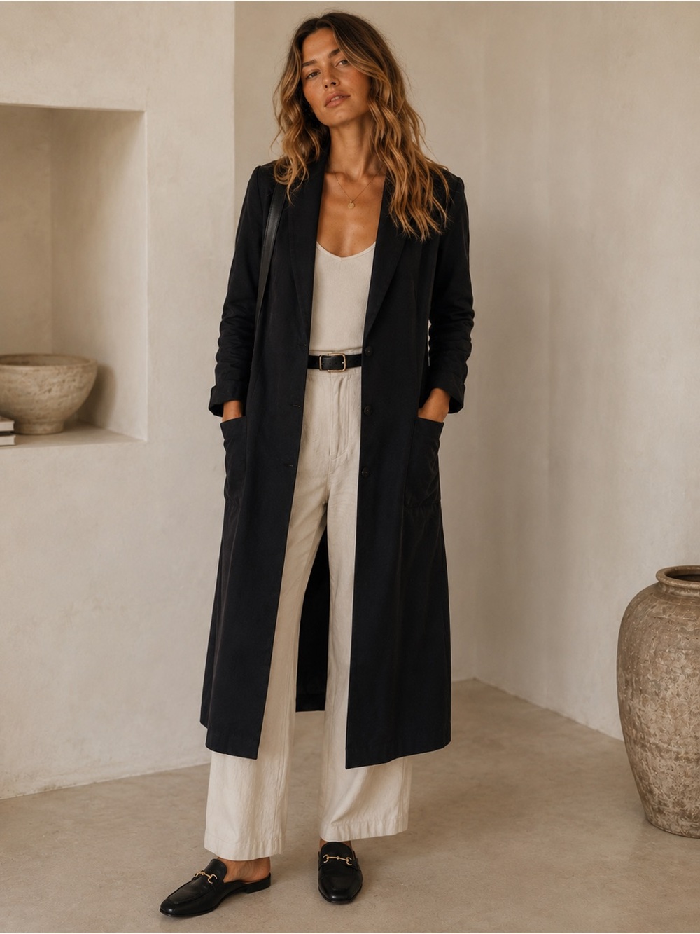 OAK + FORT Black Trench One Size